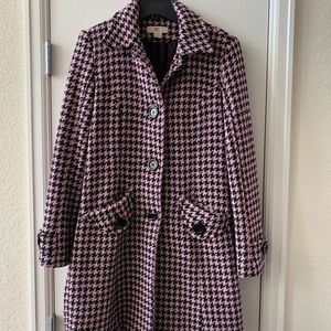 Pink and black winter knee length coat